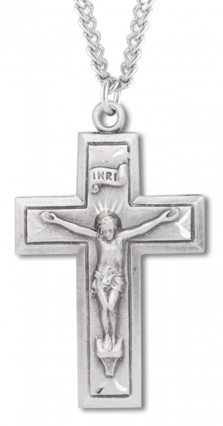 Beveled Edge Crucifix with 20 - Sterling Silver