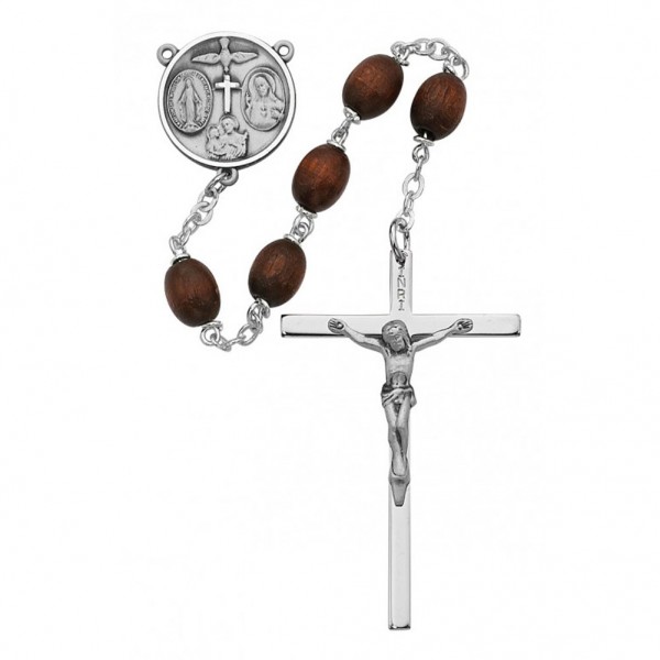 Boy's Confirmation Brown Bead Rosary - Brown