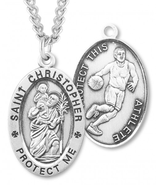 Men's St. Christopher Basketball Medal Sterling Silver - Sterling Silver