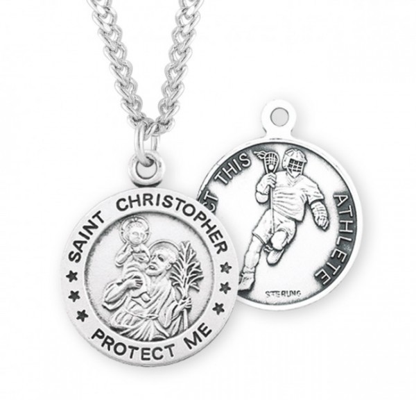 Men's St. Christopher Lacrosse Medal Sterling Silver - Sterling Silver