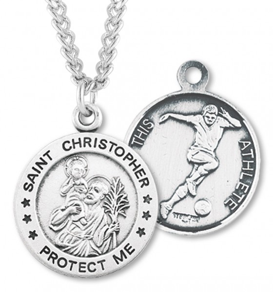 Men's St. Christopher Soccer Medal Sterling Silver - Sterling Silver
