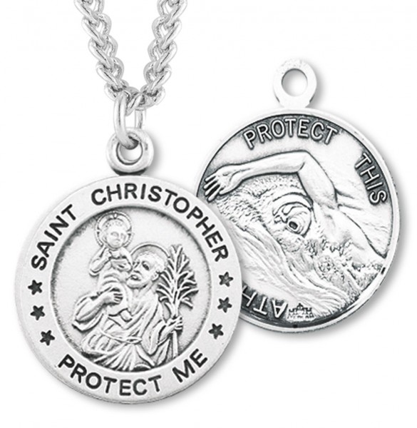 Men's St. Christopher Swimming Medal Sterling Silver - Sterling Silver