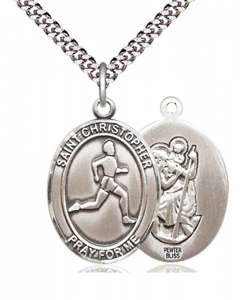 Men's St. Christopher Track and Field Medal - Pewter