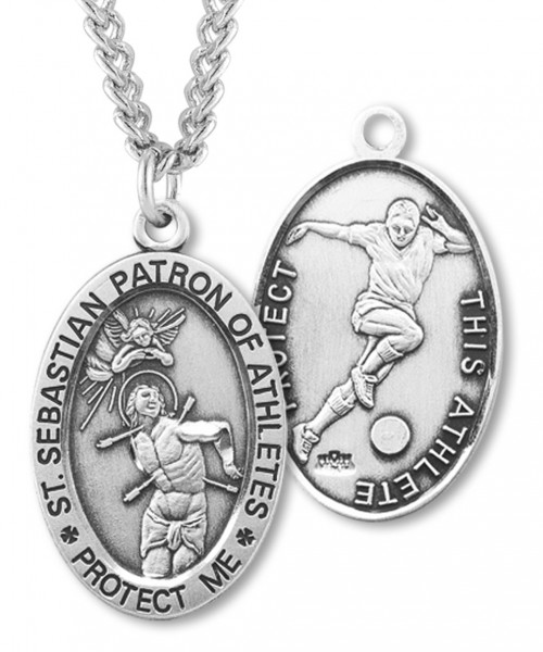 Men's St. Sebastian Soccer Medal Sterling Silver - Sterling Silver