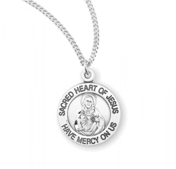 Charm Size Sacred Heart of Jesus Necklace - Sterling Silver