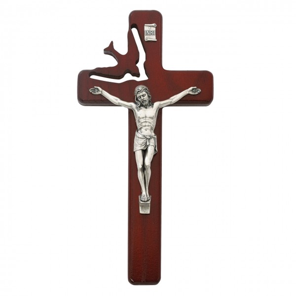 Cherry Stained Holy Spirit Crucifix - Brown