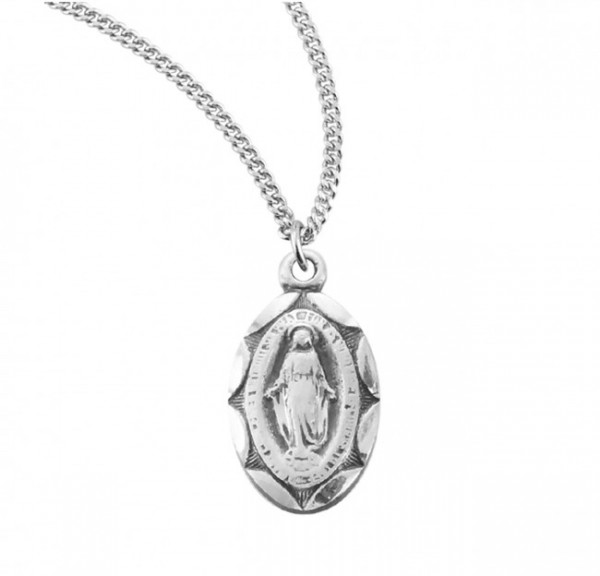 Child Miraculous Medal with Scalloped Border - Sterling Silver