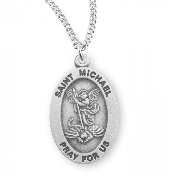 Child Size Oval St. Michael Medal - Sterling Silver