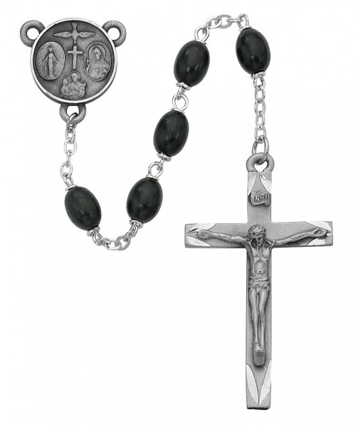 Confirmation Rosary with Black Beads - Black