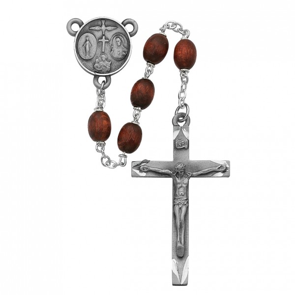 Confirmation Rosary with Brown Beads - Brown