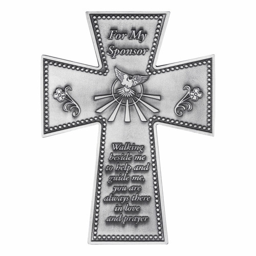 Confirmation Sponsor Antiqued Pewter Wall Cross - Pewter