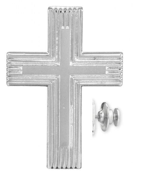 Cross on Cross Lapel Pin - Sterling Silver