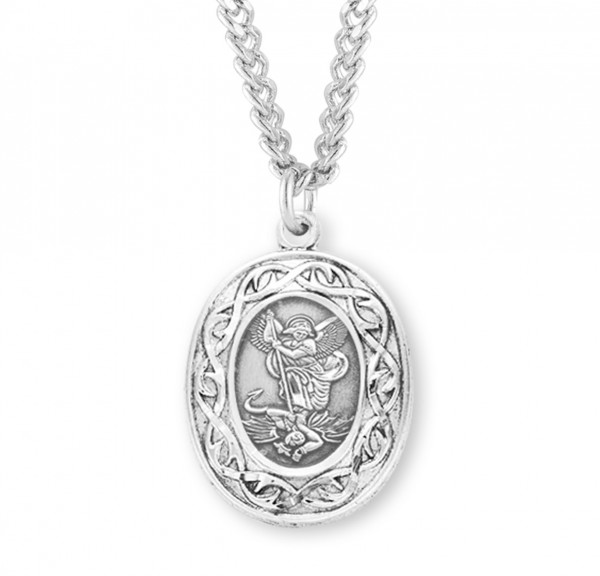 Crown of Thorns Saint Michael Medal - Sterling Silver
