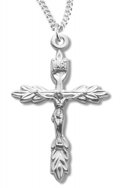 Laurel Leaf Crucifix Medal Sterling Silver - Sterling Silver