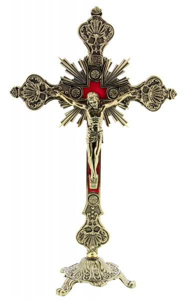 Ornate Gold-tone Crucifix with Base - Gold Tone
