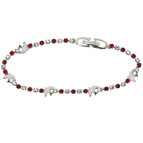 Crystal Confirmation Bracelet with Silver Doves - Silver | Red