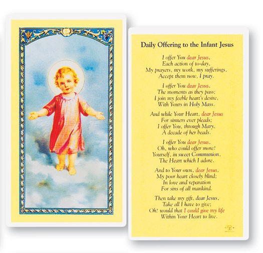 Daily Offering To Infant Jesus Laminated Prayer Card - 1 Prayer Card .99 each
