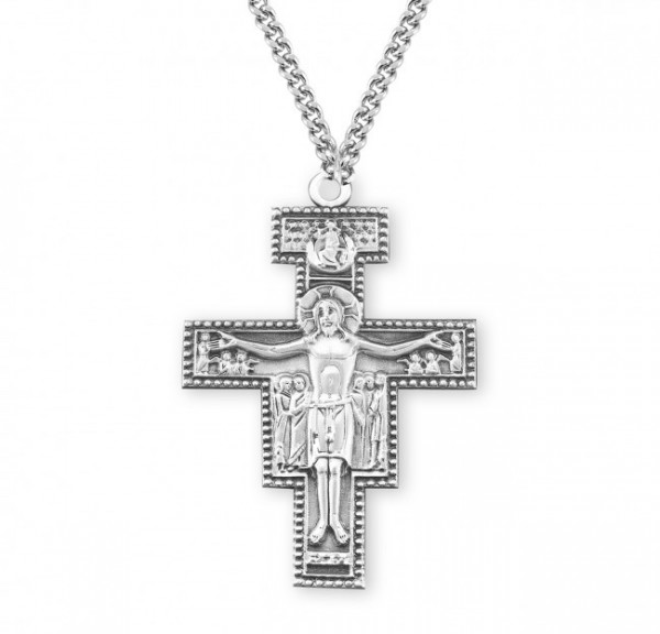 Extra Large San Damiano Crucifix Necklace - Sterling Silver