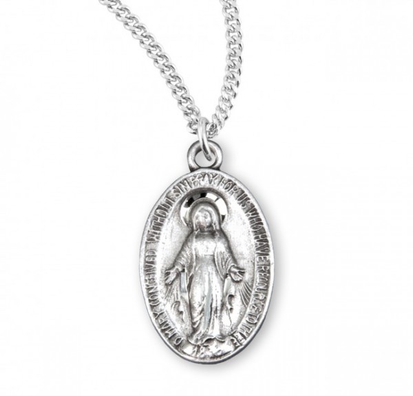 Girl's Smooth Border Miraculous Medal - Sterling Silver