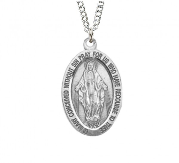 Girl's Youth Oval Miraculous Pendant - Sterling Silver