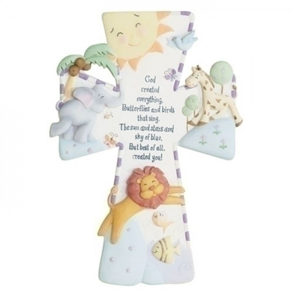 God Created Everything Baby Cross 7&quot; - Multi-Color
