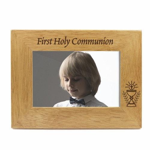 Hardwood Personalized First Communion Photo Frame - Light Brown