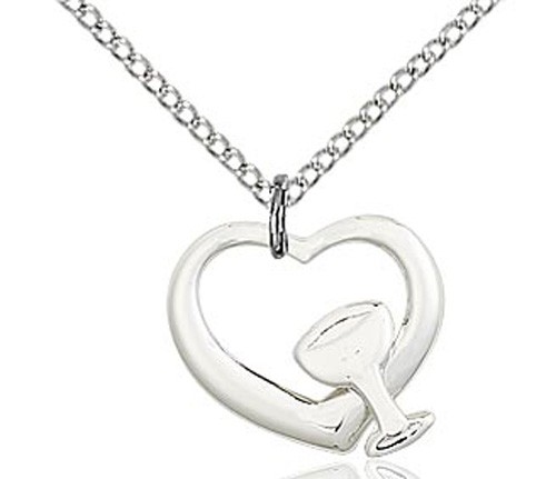 Heart with Chalice Medal - Sterling Silver
