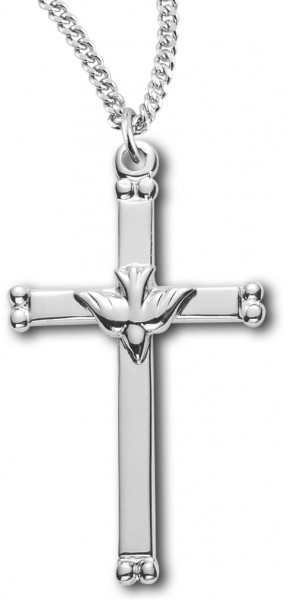 High Polish Cross Pendant with Holy Spirit Center - Sterling Silver