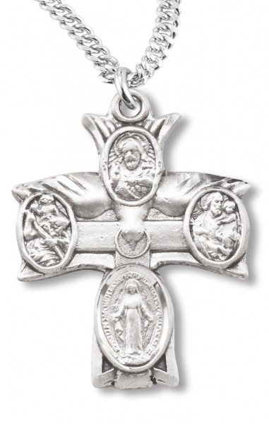 Holy Spirit Cross 4 Way Pendant - Sterling Silver