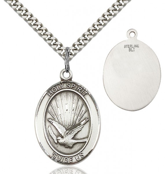 Oval Holy Spirit Guide Us Pendant - Sterling Silver