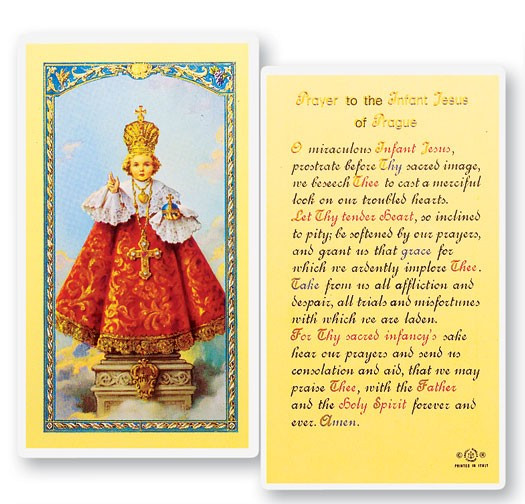 Infant of Prague Laminated Prayer Card - 1 Prayer Card .99 each