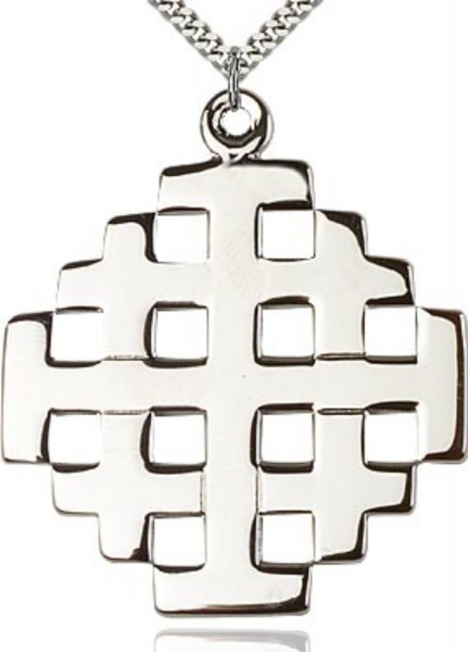 Jerusalem Cross Pendant - Sterling Silver