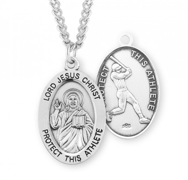 Jesus Protect this Baseball Athlete Medal Boys - Sterling Silver