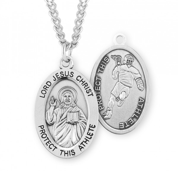 Jesus Protect this Lacrosse Athlete Medal Boys - Sterling Silver