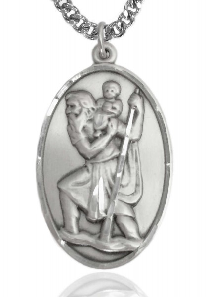 Large Saint Christopher Medal - Sterling Silver
