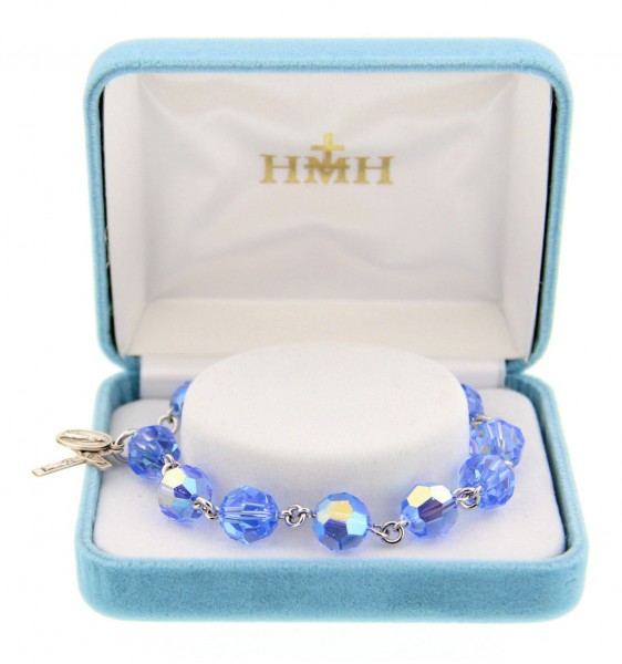 Light Sapphire Swarovski Crystal Rosary Bracelet - Light Sapphire