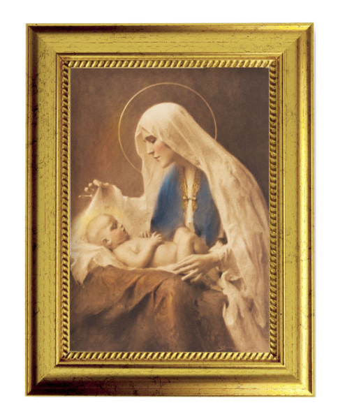 Madonna and Infant Jesus Print by Chambers 5x7 Print in Gold-Leaf Frame - Full Color