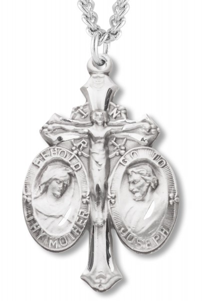 Mary and Joseph Crucifix Pendant - Sterling Silver - Sterling Silver