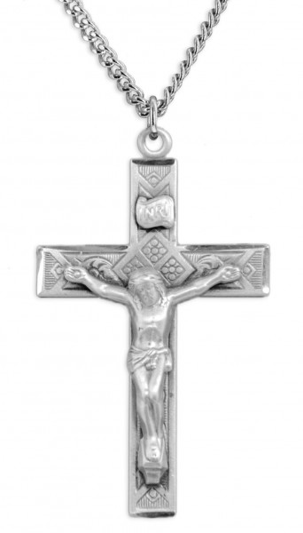 Masculine Contemporary Crucifix Pendant - Sterling Silver