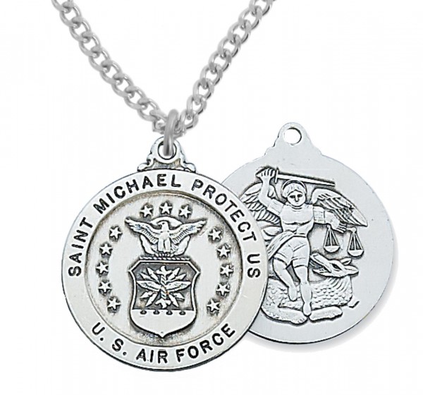 Men's Air Force Saint Michael Medal Sterling Silver of Pewter - Silver
