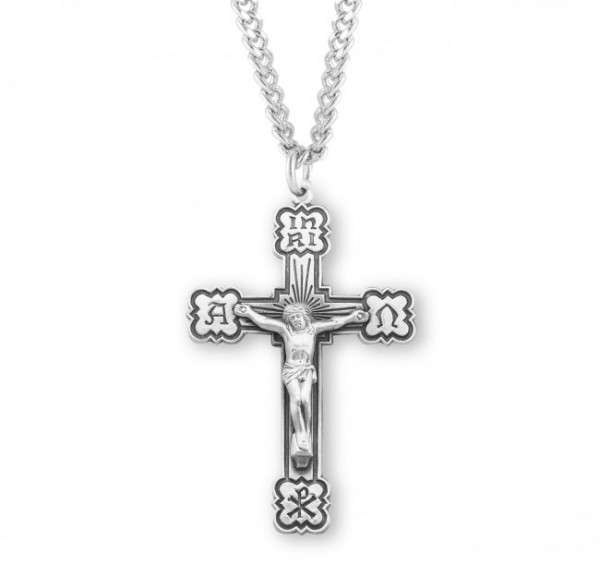 Men's Alpha Omega Chi Rho Crucifix Pendant - Sterling Silver