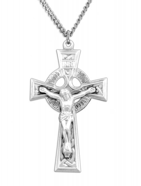 Men's Celtic Cut Out Crucifix Pendant - Sterling Silver