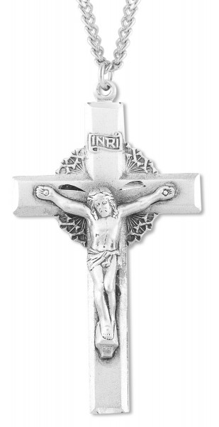 Men's Crown of Thorns Crucifix Pendant - Sterling Silver