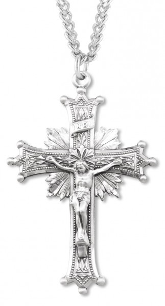 Men's Large Fancy Regal Crucifix Pendant - Sterling Silver