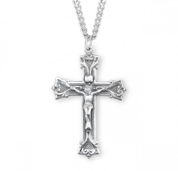 Men's Large Gothic Styled Crucifix Necklace - Sterling Silver