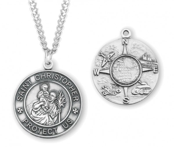 Men's Military Theme St Christopher Necklace - Sterling Silver