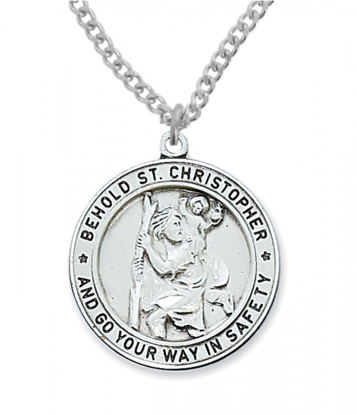 Men's Round St. Christopher Medal - Silver