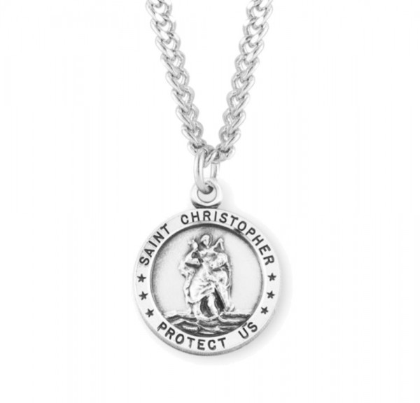 Men's Simple St Christopher Necklace - Sterling Silver