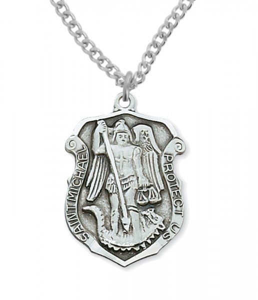 Men's St. Michael Protect Us Medal - Sterling Silver