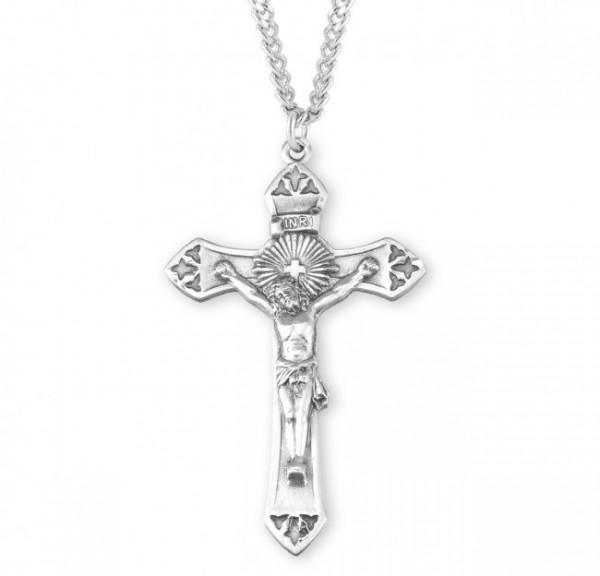 Men's Tri-Tip Crucifix Necklace - Sterling Silver